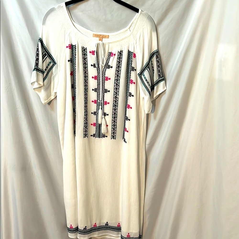 Gibson Latimer Womens Multicolor Embroidered White Dress Size Small - Picture 1 of 9